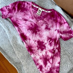 PINK Dark Tie Dyed Short Sleeve Sleepwear Shirt